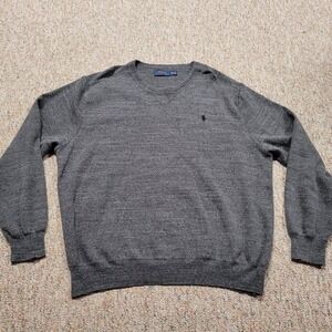 Polo Ralph Lauren Sweater Mens 2XL Gray Crewneck Knit Pullover Pony Rugby XXL